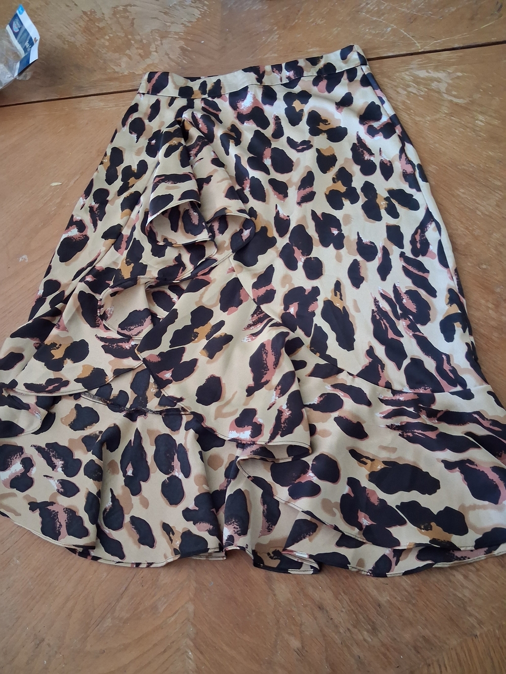 SHEIN Leopard Print Ruffle Midi Skirt - Beige/Black/Brown